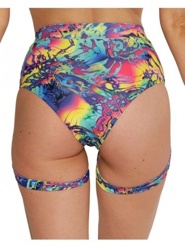 Tankinis High Waisted Strappy Booty Shorts - Optic Realm - CI192M389CW $34.85