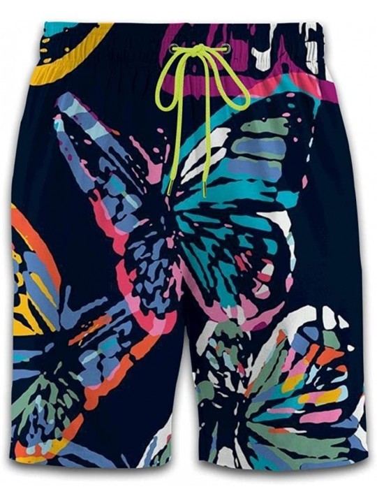 Trunks 3D Print Flowers Floral Men Swim Trunks Quick Dry Beach Shorts with Mesh Lining Fashion Swimwear Shorts - Rainbow Butt...