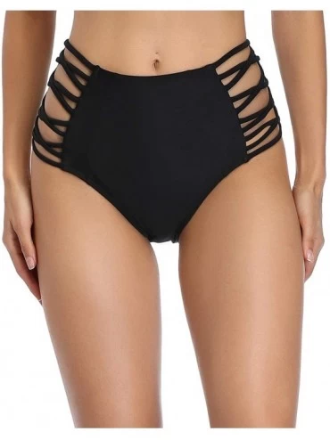 Tankinis Women High Waisted Bikini Bottom Sexy Strappy Swim Shorts Briefs Bathing Suit Swimwear - Black - CJ1940KQQ3X $30.16