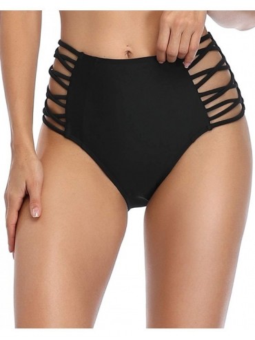 Tankinis Women High Waisted Bikini Bottom Sexy Strappy Swim Shorts Briefs Bathing Suit Swimwear - Black - CJ1940KQQ3X $14.49