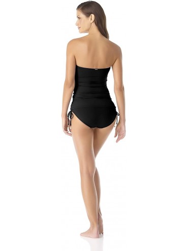 One-Pieces Women's Twist Front Shirred One Piece Swimsuit - Black - C318KO7YIZ5 $56.32