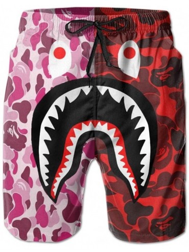 Board Shorts Bape Blood Shark Mens Swimtrunks Casual Board Shorts with Pockets - Bape 5 - C3196LTWANN $26.33