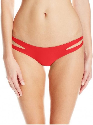 Tankinis Women's Cosita Buena Reversible Zig-zag Open Side Moderate Bikini Bottom - Luli Red - CP129SHQSK3 $33.83