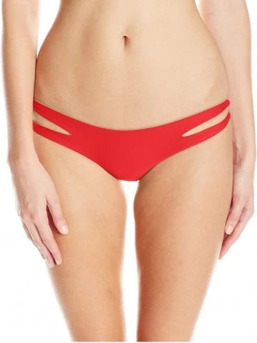 Tankinis Women's Cosita Buena Reversible Zig-zag Open Side Moderate Bikini Bottom - Luli Red - CP129SHQSK3 $55.42