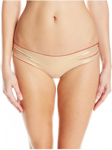 Tankinis Women's Cosita Buena Reversible Zig-zag Open Side Moderate Bikini Bottom - Luli Red - CP129SHQSK3 $33.83