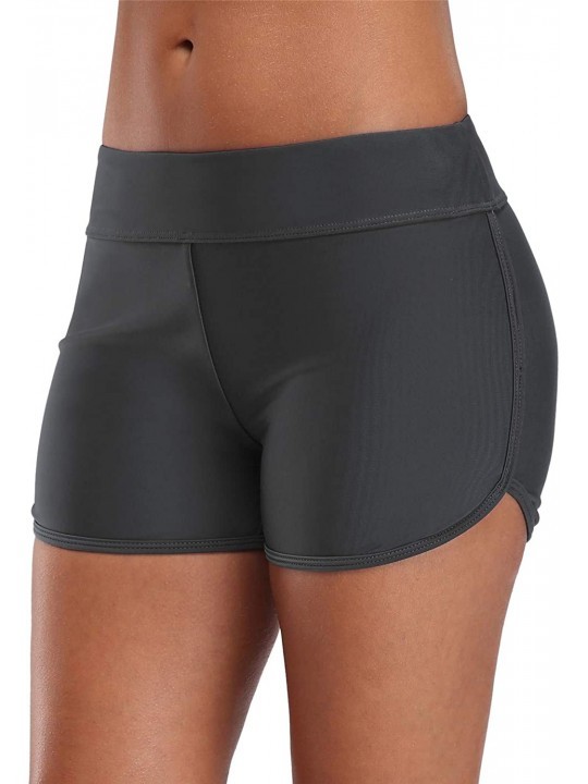 Board Shorts Womens Solid Swim Shorts Stretch Board Shorts Swimsuit Bottoms - Gray - CS19CO0445X $22.58