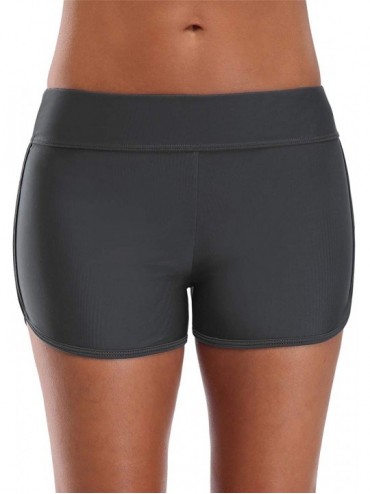 Board Shorts Womens Solid Swim Shorts Stretch Board Shorts Swimsuit Bottoms - Gray - CS19CO0445X $22.58