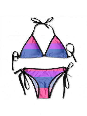 Sets Womens Bikini Sets Bisexual Pride Flag Sexy Two Piece Swimsuits Beach Swimming - CD18RUA0AXG $21.84