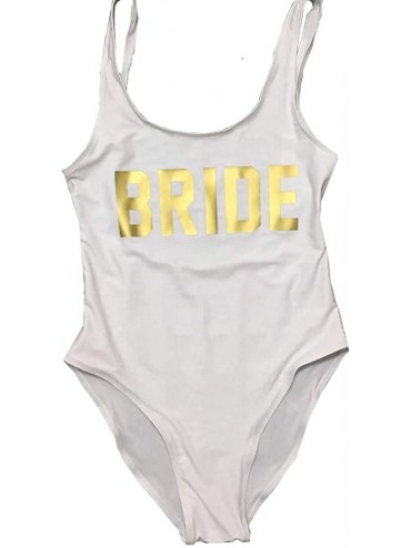 Sets Bride One Piece Swimsuit Women Swimwear High Cut Bathing Suit Sexy Bodysuit Monokini Beach Wear Wedding Party - White Go...