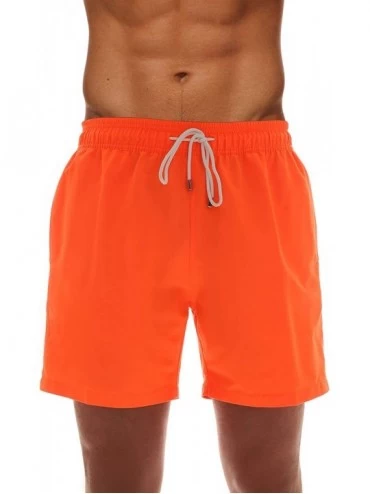 Trunks Men's Swimming Trunks Shorts with Pockets Quick Dry Bathing Suit - Orange - C318RC5SCTQ $19.61