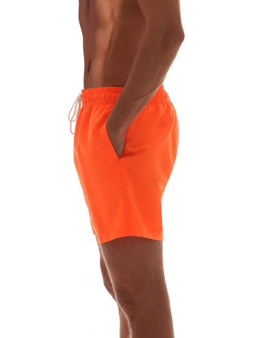Trunks Men's Swimming Trunks Shorts with Pockets Quick Dry Bathing Suit - Orange - C318RC5SCTQ $10.72