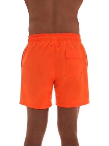 Trunks Men's Swimming Trunks Shorts with Pockets Quick Dry Bathing Suit - Orange - C318RC5SCTQ $10.72