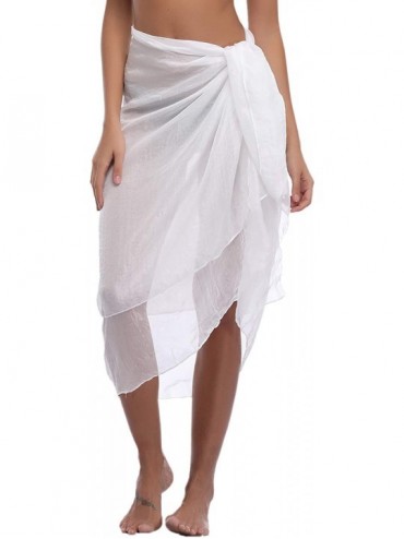 Cover-Ups Women Chiffon Beach Pareo Sarong Wrap Dress Bikini Cover Up Swimsuit Wrap - White1 - CA18QS3TRO8 $23.35