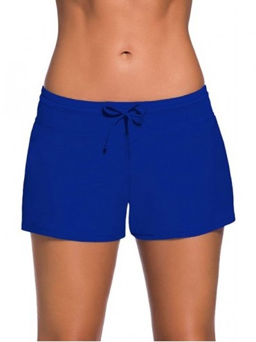 Racing Women's Sports Wide Waistband Board Shorts Swimsuit Bottom - Royal - CC1827U6WSQ $49.33