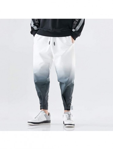 Rash Guards Men's Cargo Pants 2019 New Casual Relaxed Fit Gradient Lightweight Joggers Ankle Length Pants - White - C818ZGHX5...
