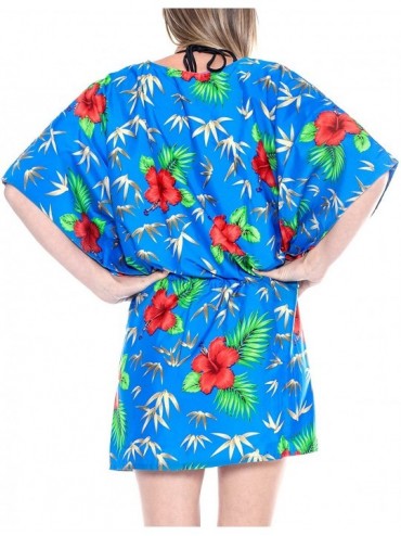 Cover-Ups Women's Mini Boho Swimsuit Beach Cover Up for Swimwear Drawstring A - Summer Blue_o268 - CG182OWMZGE $14.40