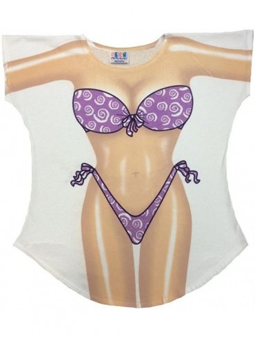 Cover-Ups Sparkle Bikini Body Cover-Up T-Shirt 15 - Plus&White - CY11LZ66MON $42.28