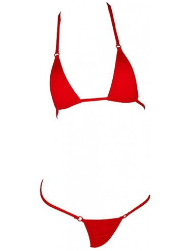 Sets Women's Extreme Sexy Hot Silk Micro Bikinis Set Mini Thong Swimwear - Red - CN127JMIZN7 $24.24