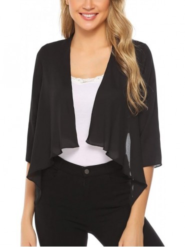 Cover-Ups Women Chiffon Loose Casual Comfortable Breathable Thin Cardigan - Black - C618RQY4WT5 $32.92