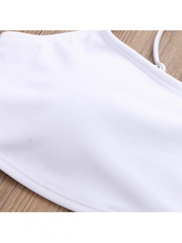 Sets 2PCS Bikini for Womens- Bandeau Sexy Bandage Set Push-Up Swimwear Swimsuit Solid - White - CW18CEEMQ8N $14.71