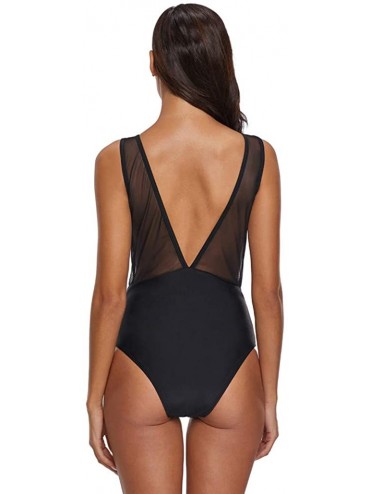 Racing Beachwear for Women Soild Lady Summer Sling Mesh Swimwear Swimsuit Beachwear Siamese Bikini Bodysuits Tankini Black - ...