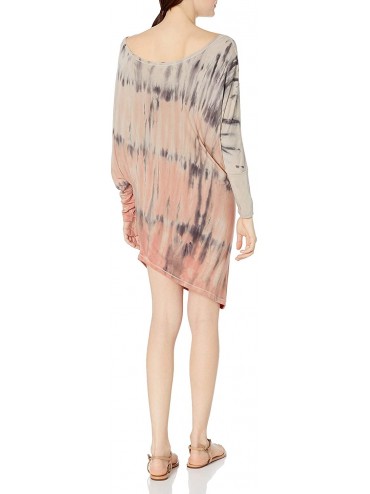 Cover-Ups Women's Watercolor Sateen Jersey Knit Tunic Top Cover Up - Multi - C3185AD2I64 $27.70
