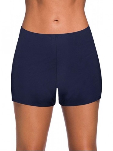 Tankinis Womens Swim Shorts Solid Tankini Bottoms Swimsuit Bottoms - Navy Blue - CI193GIOWDN $18.43