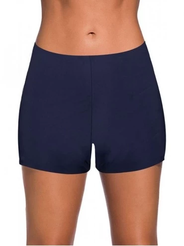 Tankinis Womens Swim Shorts Solid Tankini Bottoms Swimsuit Bottoms - Navy Blue - CI193GIOWDN $31.00