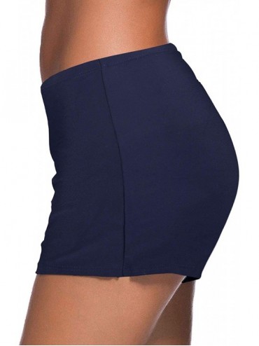 Tankinis Womens Swim Shorts Solid Tankini Bottoms Swimsuit Bottoms - Navy Blue - CI193GIOWDN $18.43