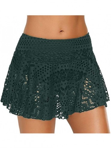 Bottoms Women Lace Crochet Skirted Bikini Bottom Swimsuit Skort Swim Short Skirt - Green - CJ19468029I $29.87