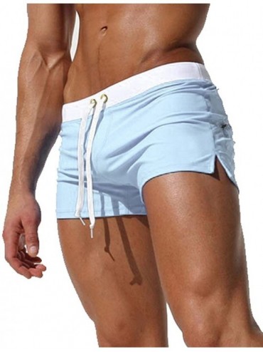 Trunks Men Swim Trunks Shorts Beach Shorts with Zipper Pockets - Light Blue - CG18QC0ZM9C $29.52