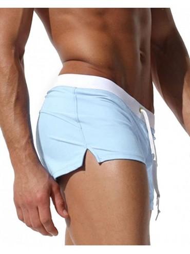 Trunks Men Swim Trunks Shorts Beach Shorts with Zipper Pockets - Light Blue - CG18QC0ZM9C $13.38