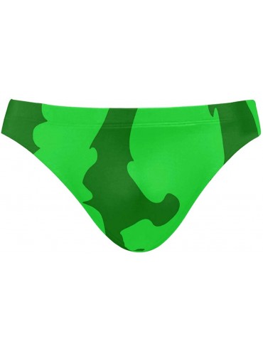 Briefs Mens Swim Bikini Briefs Green Dog Paw and Bone Prints Swimwear Surf Shorts Trunks - Green Cartoon Watermelon - CV18UXT...