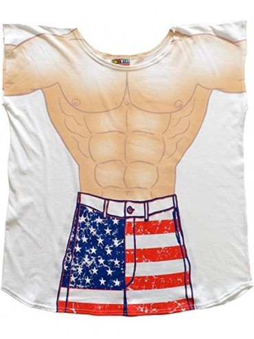 Cover-Ups Stars & Stripes Guy Board Shorts Cover-Up T-Shirt Size M/L - CX11MW5KX73 $16.14