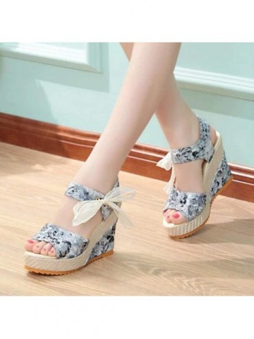 One-Pieces Sandals for Women Wedge Lace Up Sandals with Strap Fashion Summer Beach Sandals Open Toe Espadrille Platform Z1 bl...