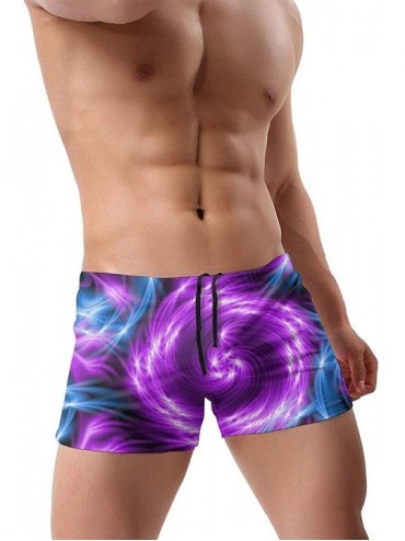 Briefs Men's Swimwear Swim Trunks Purple Swirls Light Flower Boxer Brief Quick Dry Swimsuits Board Shorts - CH196XKDMQ4 $20.05