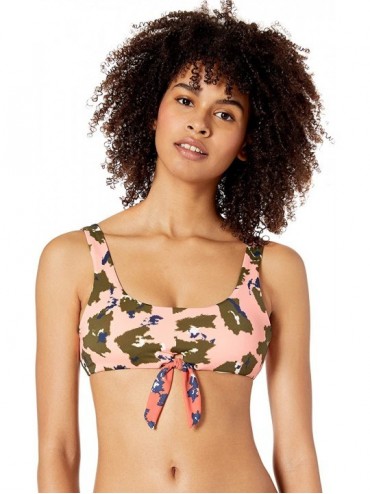 Tops Women's Cropped Tie Front Tank Bikini Top - Multi//Feline Fine - CO18MH0D0WC $16.13