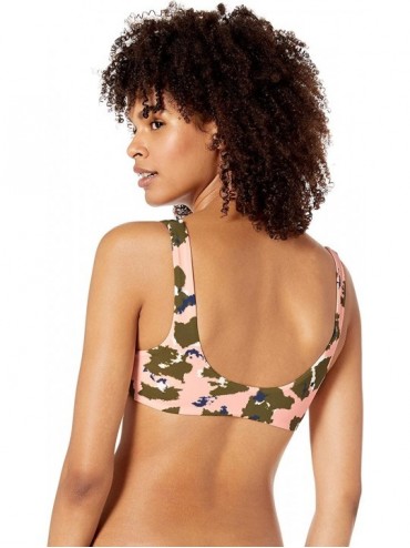 Tops Women's Cropped Tie Front Tank Bikini Top - Multi//Feline Fine - CO18MH0D0WC $16.13