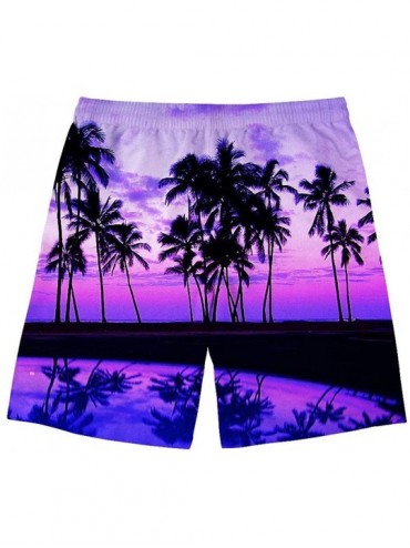 Board Shorts Tropical Style Mens Beach Swim Surf Shorts Quick Dry Sports Trunks with Mesh Lining - Coconut Tree-4 - C318OX9M5...