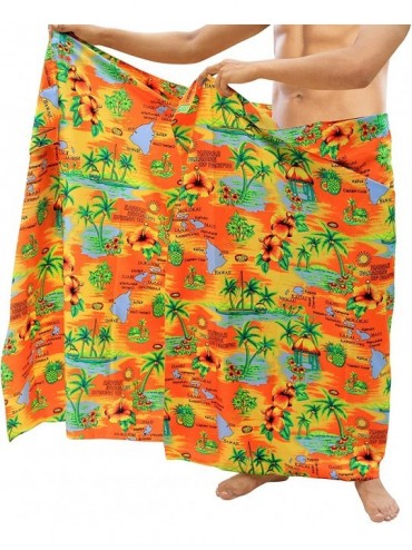 Cover-Ups Women's Beach Sarong Pareo Swimwear Cover Ups Wrap Skirt Full Long D - Pumpkin Orange_f342 - CQ11R7H47T1 $29.32