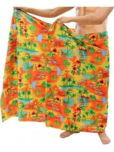 Cover-Ups Women's Beach Sarong Pareo Swimwear Cover Ups Wrap Skirt Full Long D - Pumpkin Orange_f342 - CQ11R7H47T1 $25.79