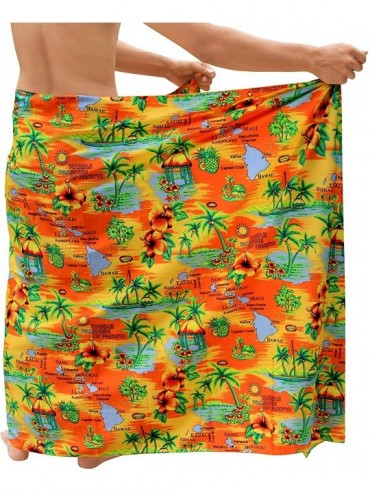 Cover-Ups Women's Beach Sarong Pareo Swimwear Cover Ups Wrap Skirt Full Long D - Pumpkin Orange_f342 - CQ11R7H47T1 $16.96
