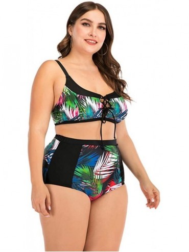 Cover-Ups Plus Size Womens High-Waisted Bikini Set Two Pieces Beach Swimwear Bathing Suit Swimsuits - 08 Green - CJ194E2UL3R ...