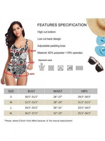 Racing Women's One Piece Swimsuits for Women Athletic Training Cute Shiba Inu Glasses Dog Black White Doodle Sugar Skull - CB...