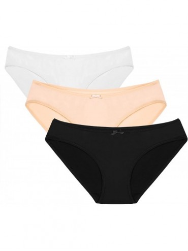 Tankinis Womens Low Rise Seamless Comfort Hipster Brief Underwear 3 Pack - Black / White / Beige (3 Pack) - CW126XLYFM5 $11.86