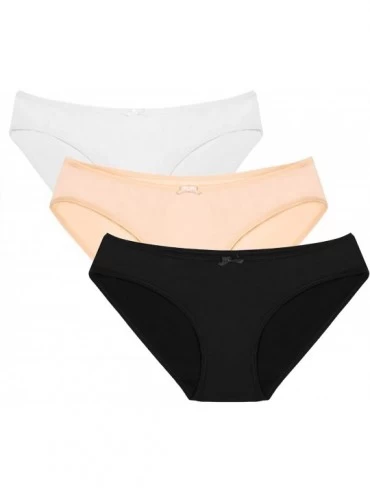 Tankinis Womens Low Rise Seamless Comfort Hipster Brief Underwear 3 Pack - Black / White / Beige (3 Pack) - CW126XLYFM5 $17.92