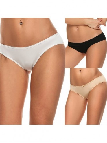 Tankinis Womens Low Rise Seamless Comfort Hipster Brief Underwear 3 Pack - Black / White / Beige (3 Pack) - CW126XLYFM5 $11.86