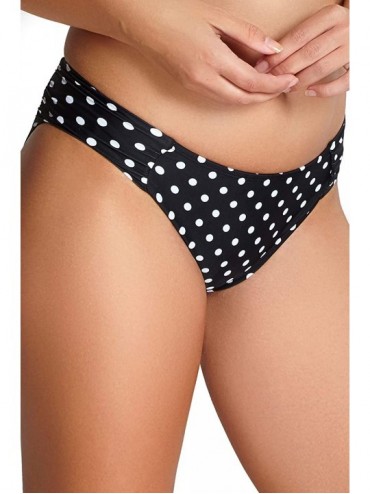 Bottoms Women's Anya Spot Gather Bikini Bottom - Black/White - C312F9AZWH7 $62.20