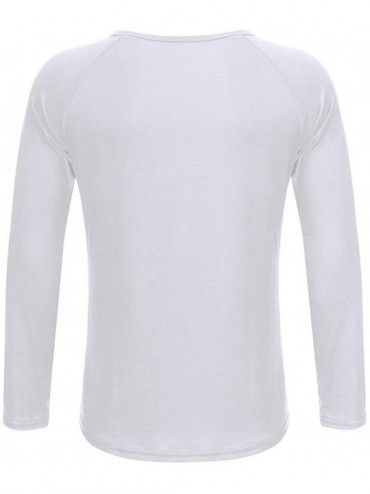 Rash Guards Men's Long-Sleeve Shirts Slim Casual Muscle Solid Male O-Neck Tops Button T-Shirts Pullover S-4XL - White - CZ18W...