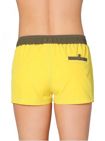 Tankinis Women Board Shorts Swimwear Trunks Sports Quick Dry Swim Bottom with Inner Liner - Yellow - C518R59C4YZ $23.54